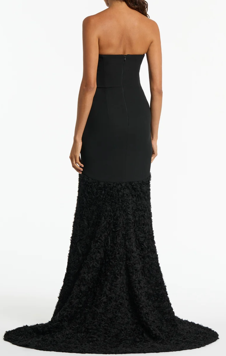 Carla Zampatti Black Nastro Strapless Gown