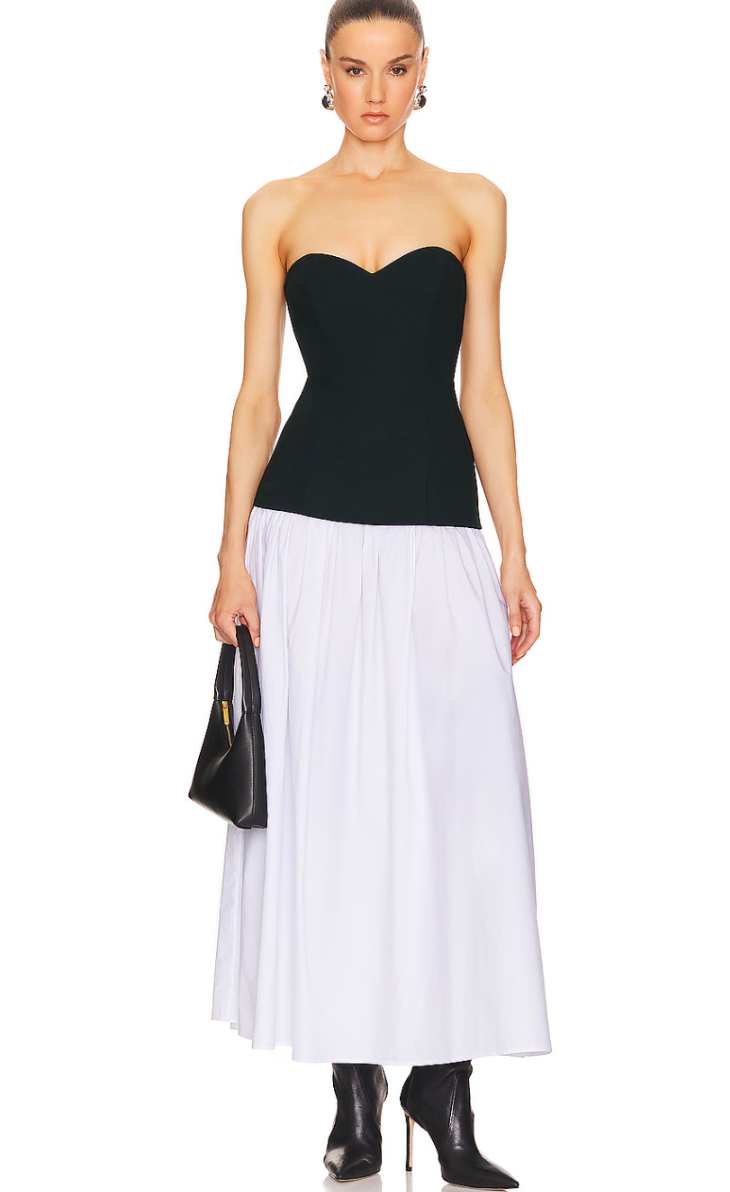 helsa midi dress Helsa Faille Colorblock Midi Dress – ABC Dress Hire