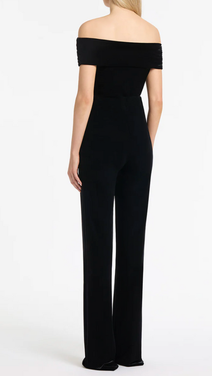 Carla Zampatti Black velvet pant and off shoulder bodysuit top