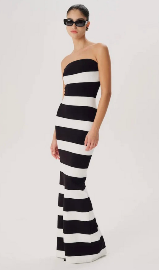 Ronny Kobo Lehua Knit Dress Black and White Stripe