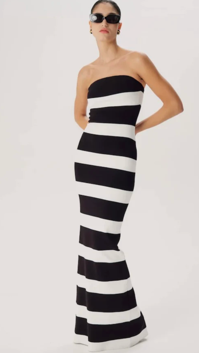 Ronny Kobo Lehua Knit Dress Black and White Stripe