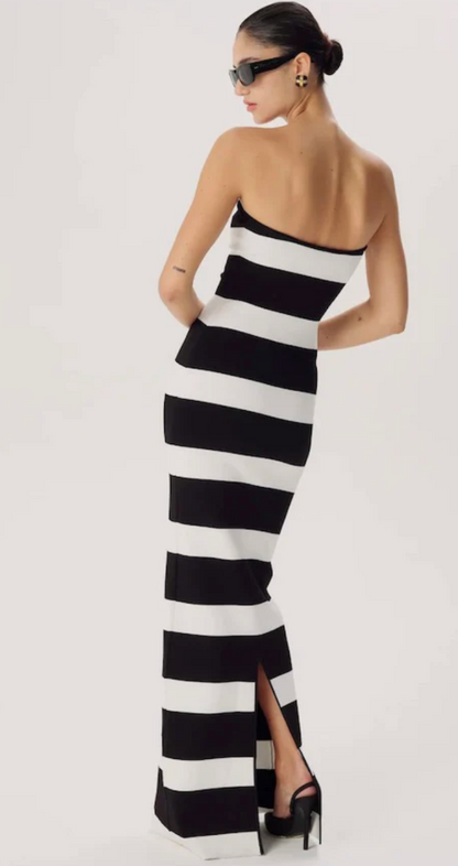 Ronny Kobo Lehua Knit Dress Black and White Stripe