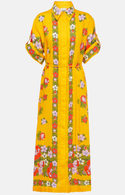 Alemais Belted floral linen shirt dress Mytheresa Exclusive