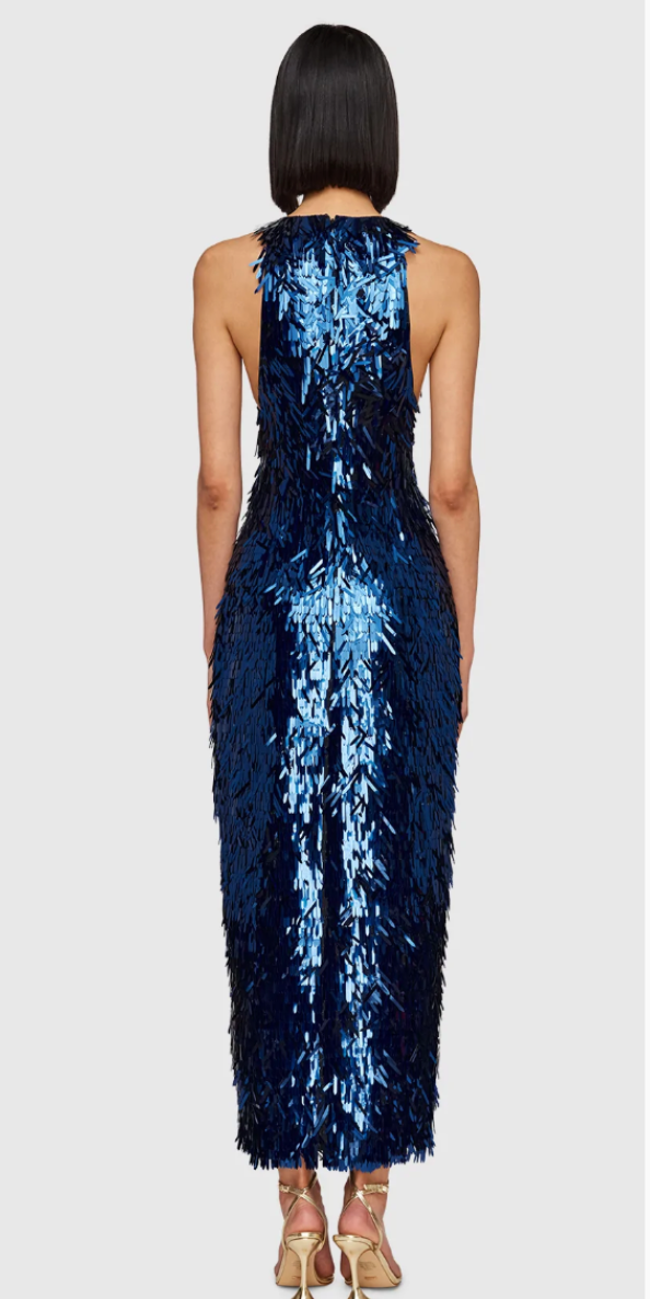 Leo Lin Juliette Sequin High Neck Maxi Dress