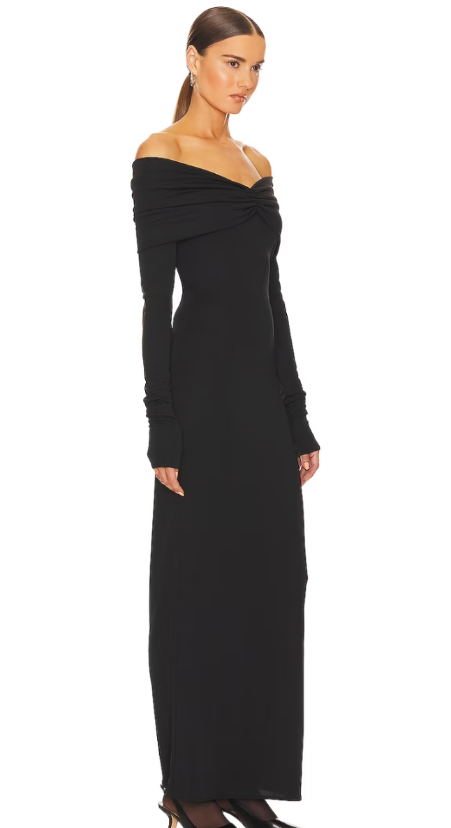 Helsa Matte Jersey Off Shoulder Maxi Dress ABC Dress Hire Helsa Matte Jersey Off Shoulder Maxi Dress ABC Dress Hire