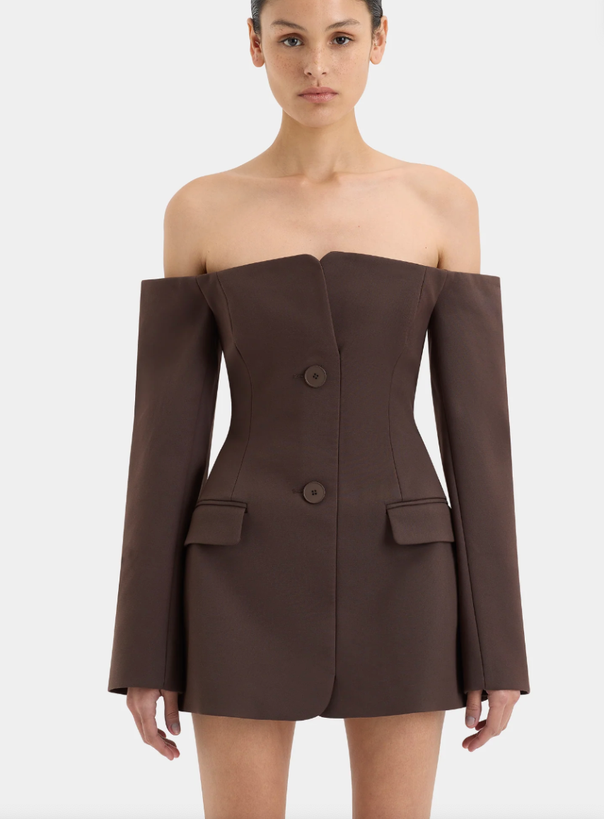 Sir the label sandrine tailored mini dress brown