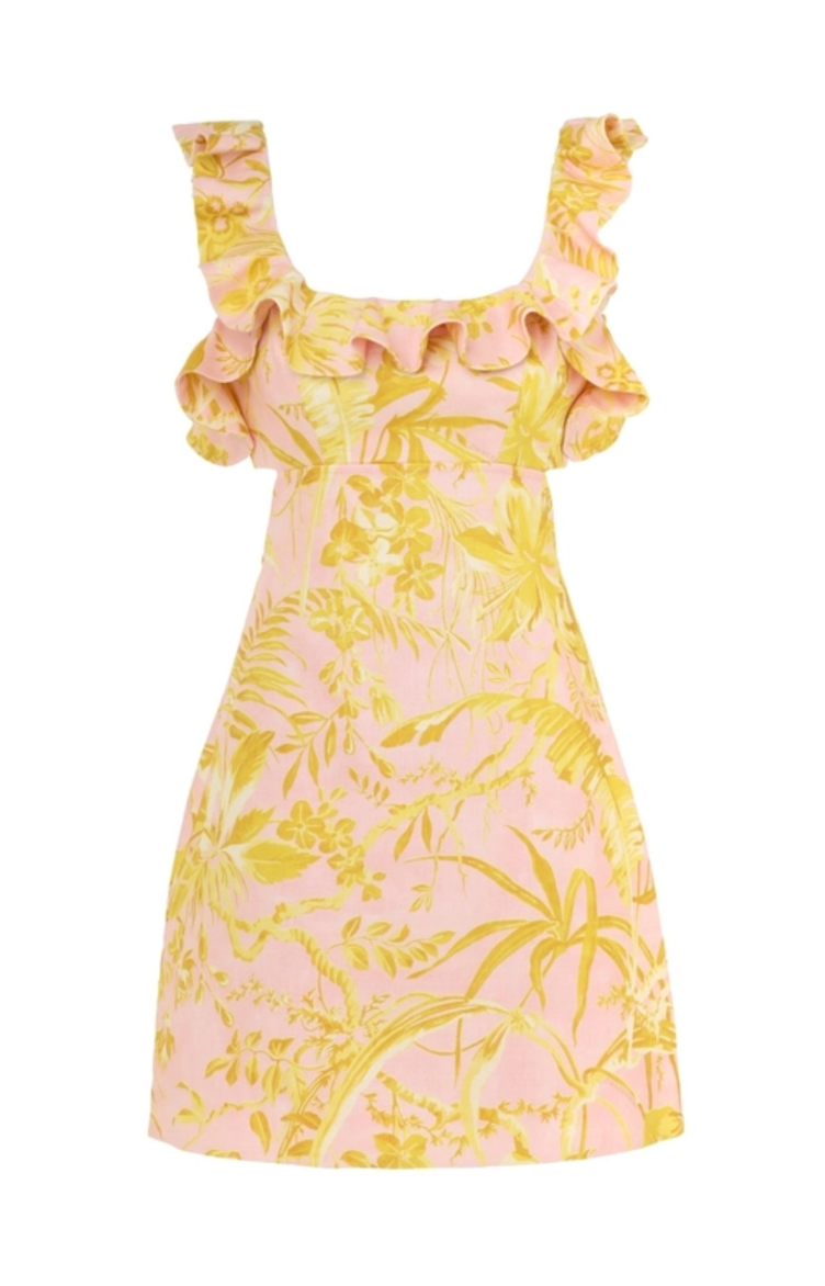 Zimmermann golden ruffle mini dress