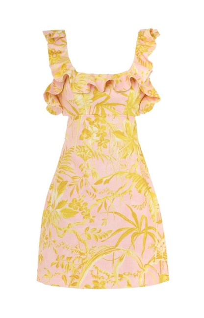 Zimmermann golden ruffle mini dress