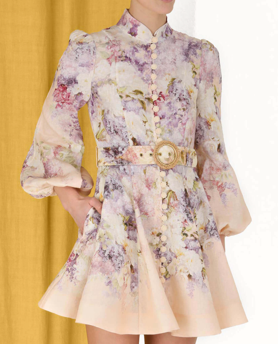 SELLING Zimmermann Lyrical Buttoned Mini Dress Floral Size 1/Au 10