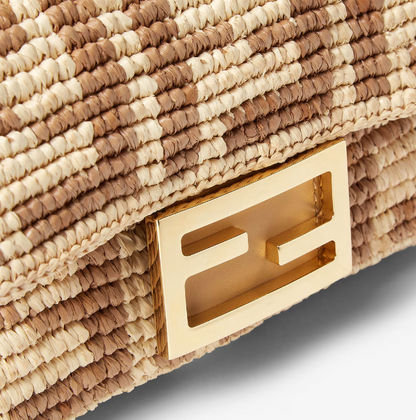 Fendi Baguette Mini Beige FF crochet raffia bag