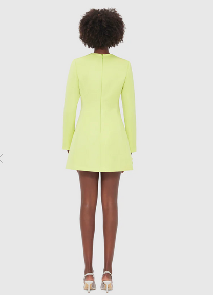 Leo Lin Aliza Long Sleeve Petal Mini Dress - Chartreuse