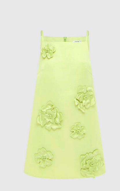 Leo Lin Leia Petal Mini Dress - Chartreuse