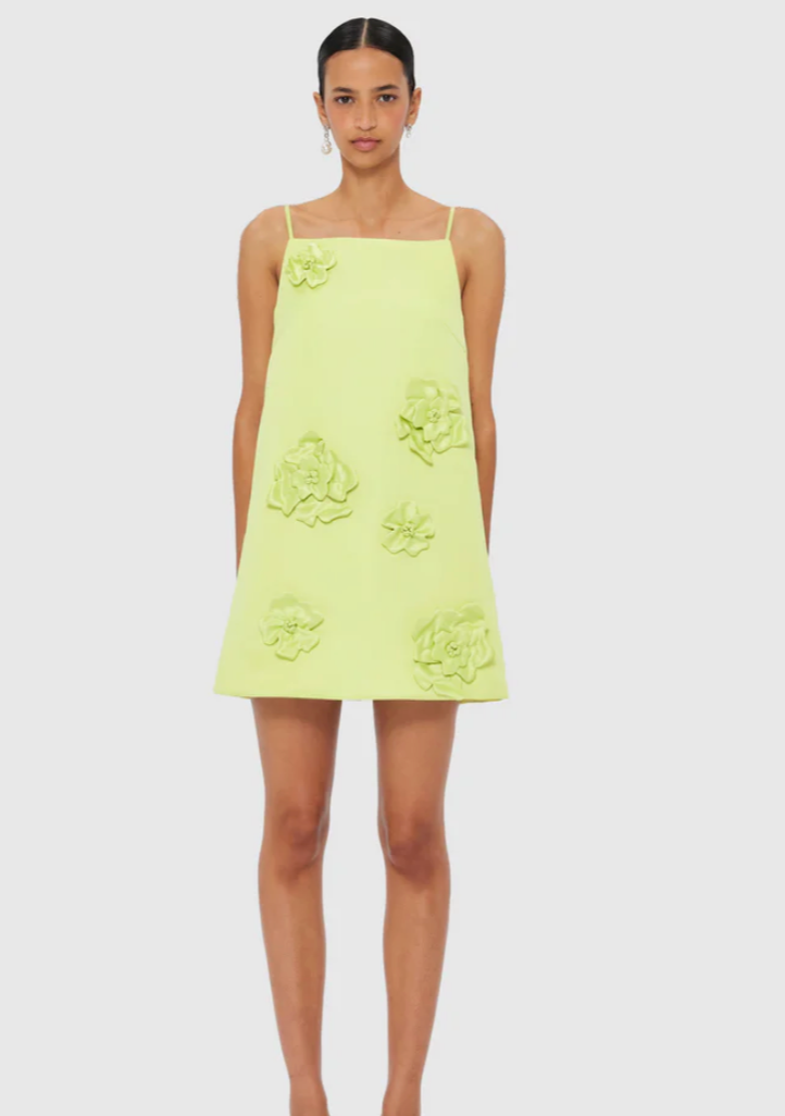 Leo Lin Leia Petal Mini Dress - Chartreuse