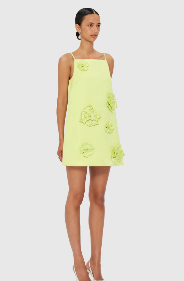 Leo Lin Leia Petal Mini Dress - Chartreuse