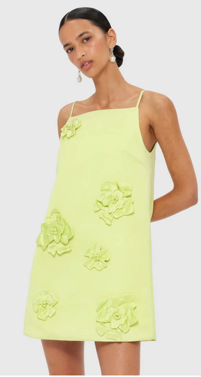 Leo Lin Leia Petal Mini Dress - Chartreuse