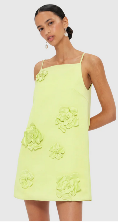 Leo Lin Leia Petal Mini Dress - Chartreuse