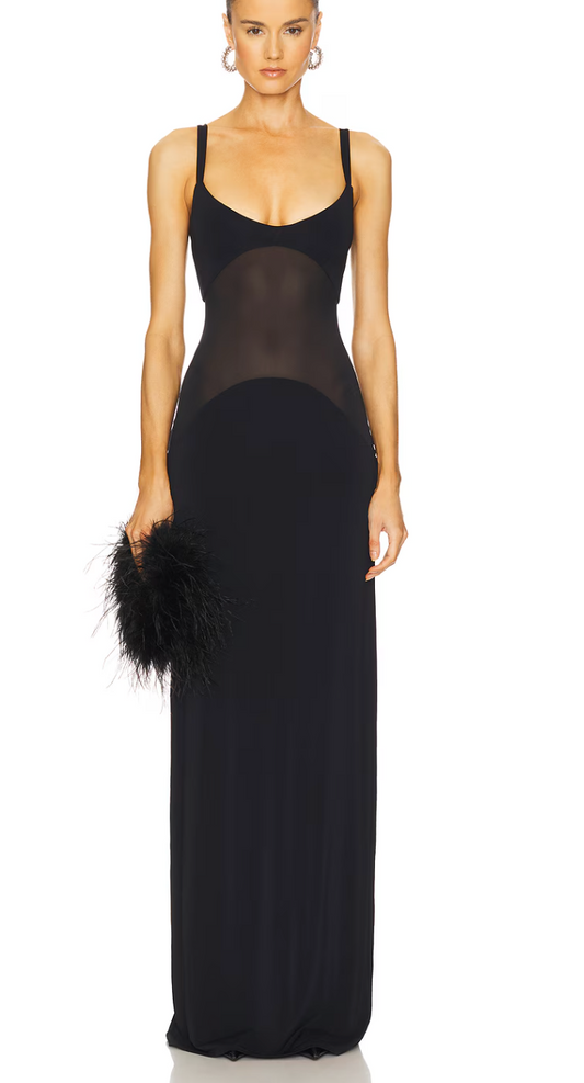 Helsa Sheer Knit Curve Maxi Dress