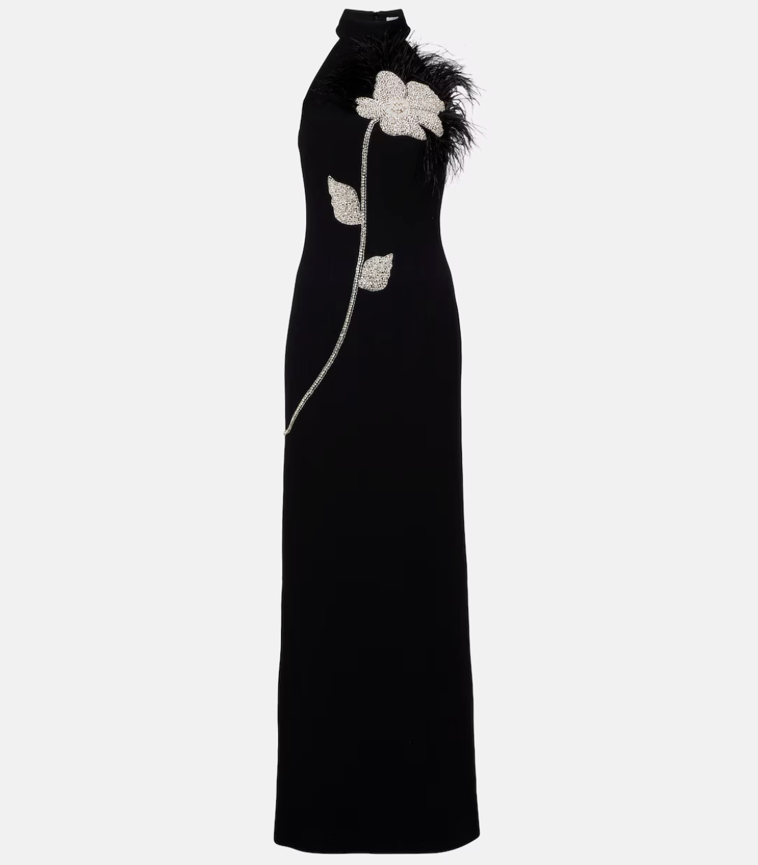 Rebecca Vallance x Mytheresa Starlight embellished feather-trimmed gown Exclusive