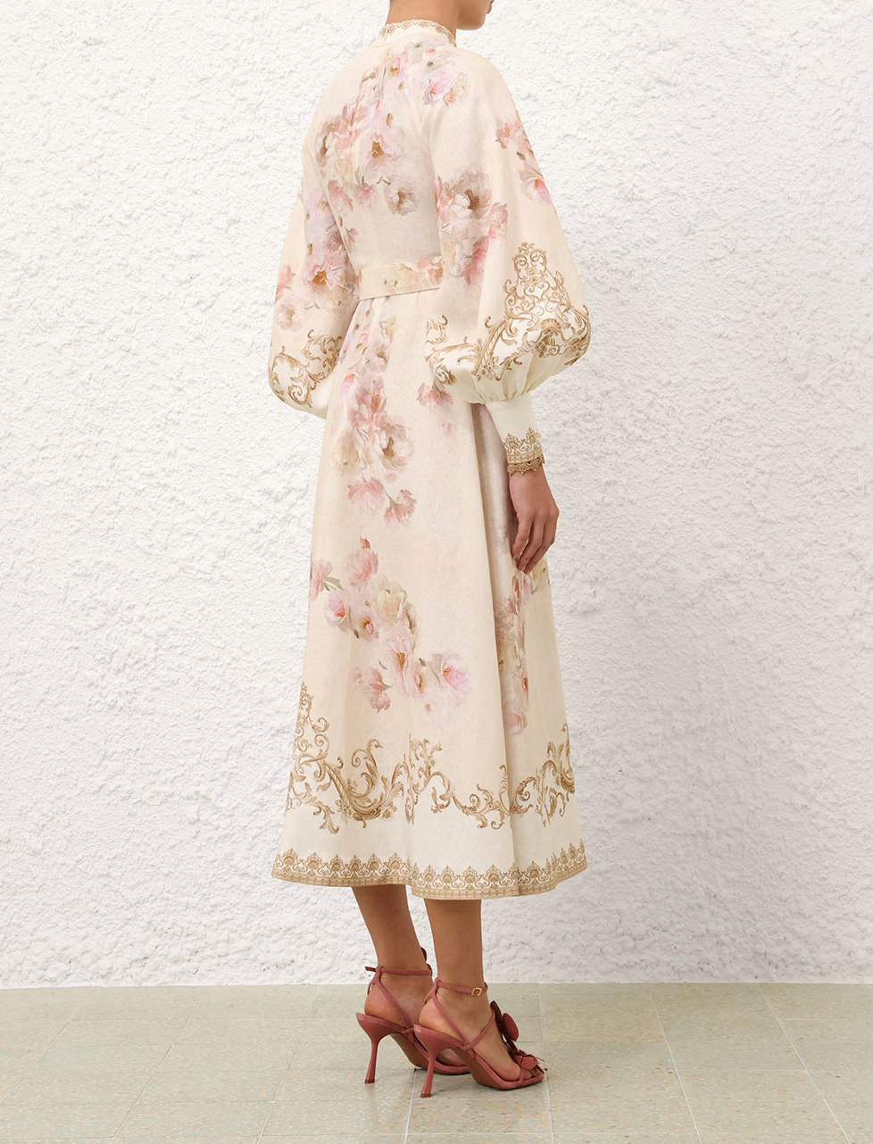 Zimmermann Hypnotic Buttoned Midi Dress - Cream Peony Size 0, 1 & 2