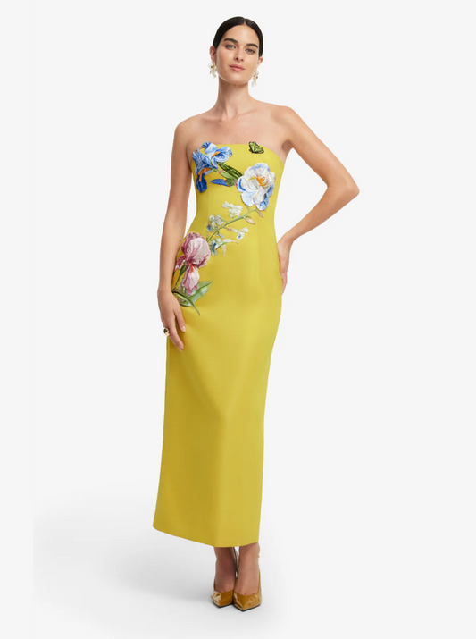 Leo Lin Rayna Appliqué Floral Bustier Maxi Dress