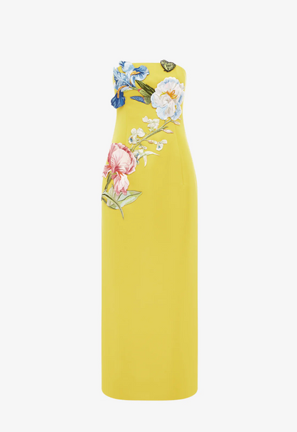 Leo Lin Rayna Appliqué Floral Bustier Maxi Dress