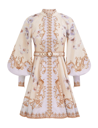 zimmermann golden buttoned mini dress Natura Buttoned Mini Dress