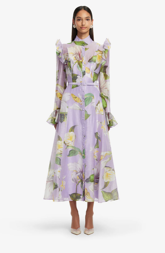 Leo lin Katrina Butterfly Sleeve Midi Dress
