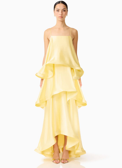 Elliatt Tilly Tiered Maxi Dress in Butter Yellow