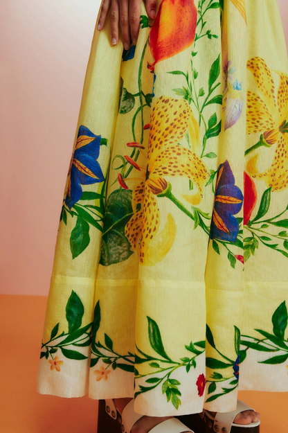 Alemais Dahlia Halter Gown Yellow/Print Size 10