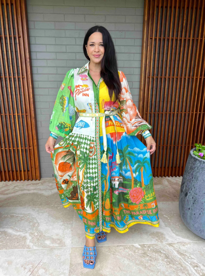 Alemais Paradiso Midi Shirtdress Multi Print
