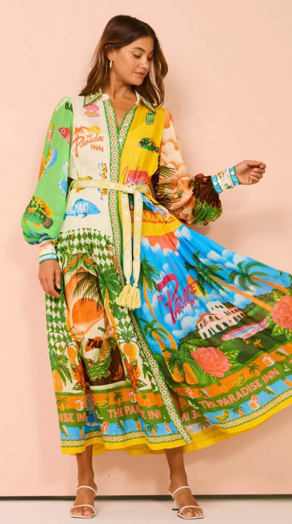 Alemais Paradiso Midi Shirtdress Multi Print