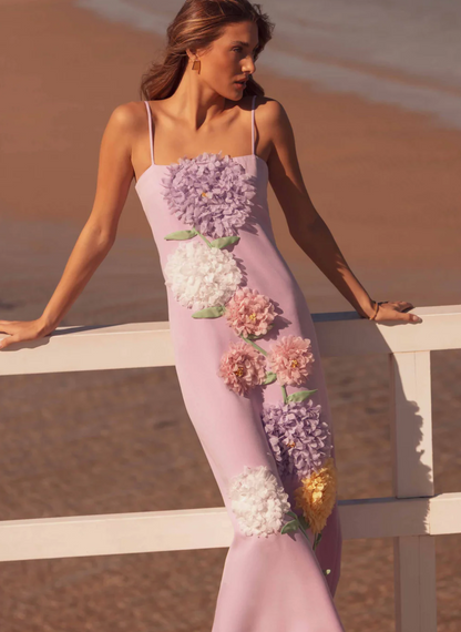 Elliatt Buttercup Embroidered Maxi Dress in Purple