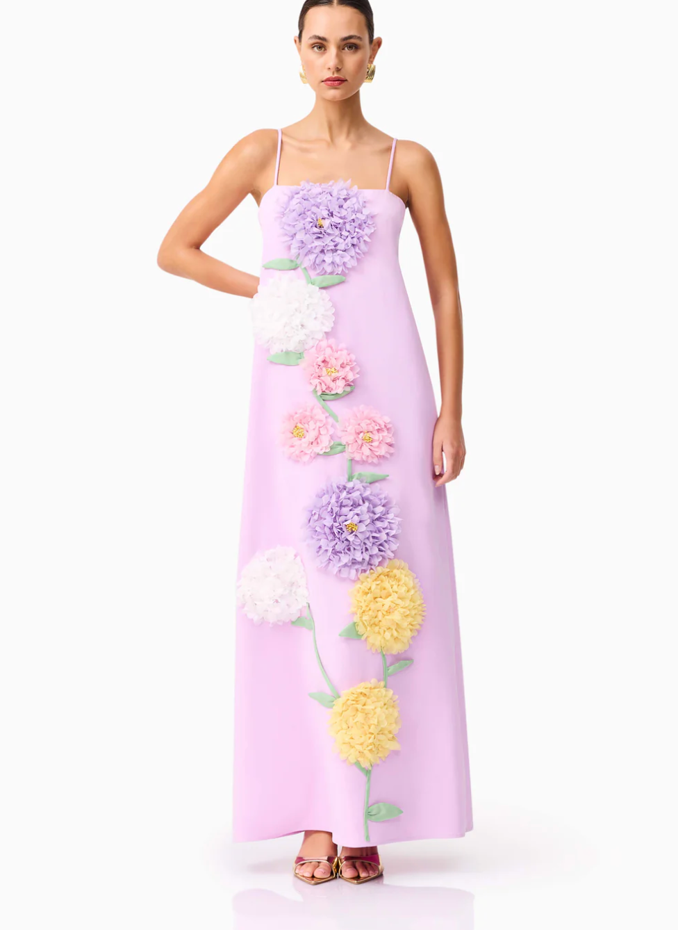 Elliatt Buttercup Embroidered Maxi Dress in Purple