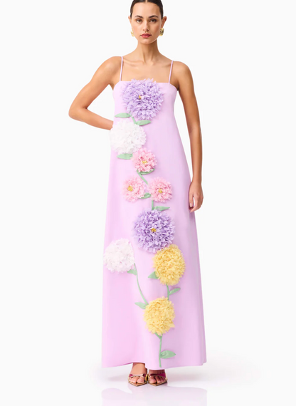Elliatt Buttercup Embroidered Maxi Dress in Purple