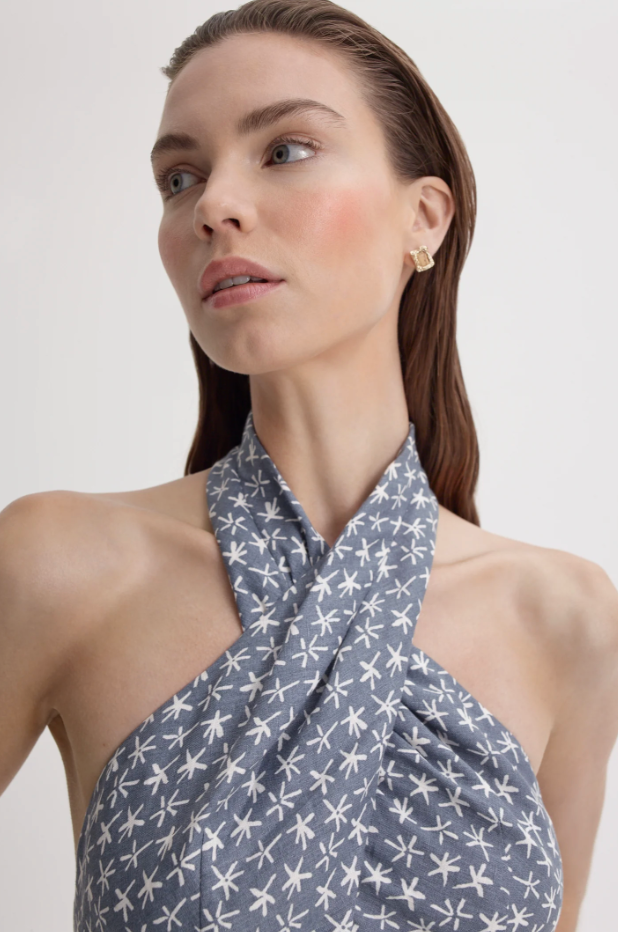 Scanlan Theodore Linen Printed Halter dress