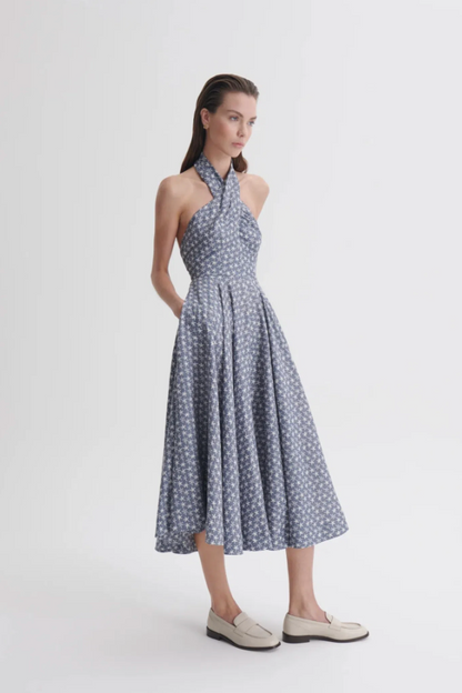 Scanlan Theodore Linen Printed Halter dress