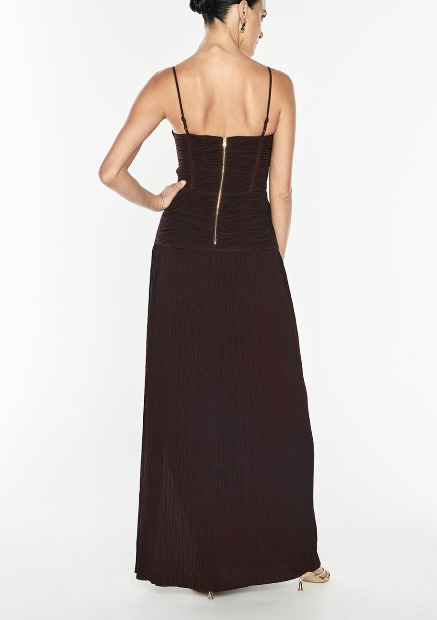 Manning Cartel Double time pleat dress - brown