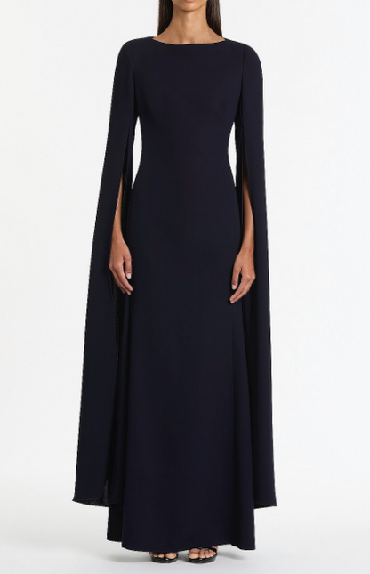 Carla Zampatti Navy Crepe Celebration Sleeve Gown