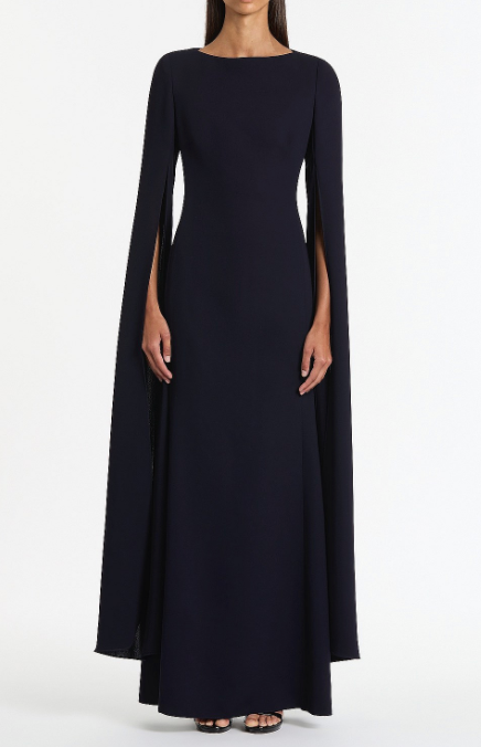 Carla Zampatti Navy Crepe Celebration Sleeve Gown