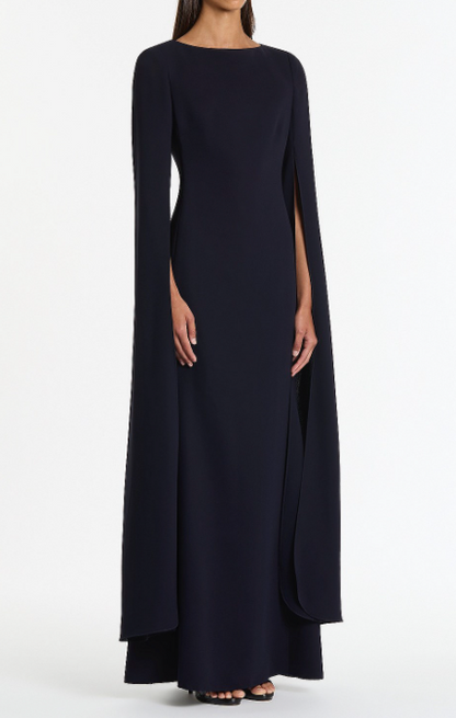 Carla Zampatti Navy Crepe Celebration Sleeve Gown