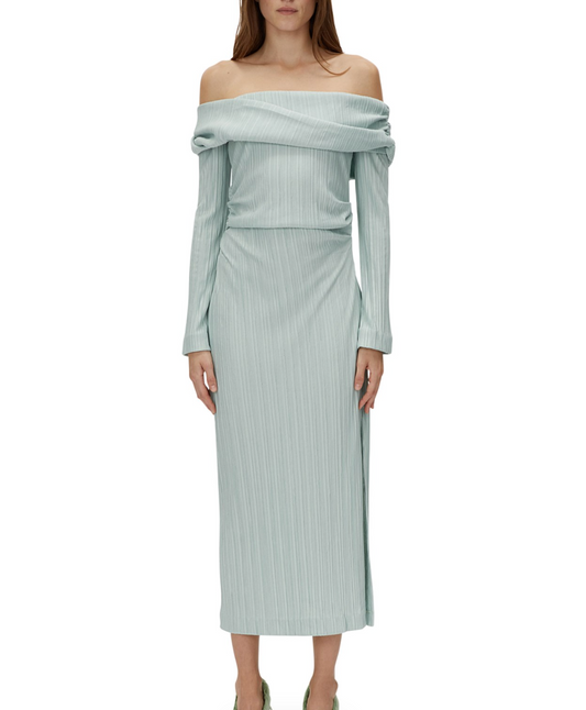 Camilla and Marc Shaw Off Shoulder Dress in Dusty Mint