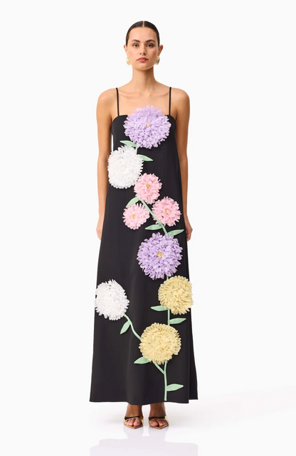 Elliatt Buttercup Embroidered Maxi Dress in Black