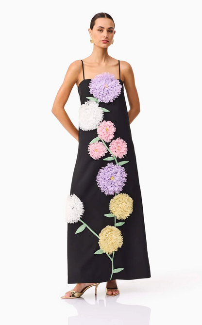 Elliatt Buttercup Embroidered Maxi Dress in Black