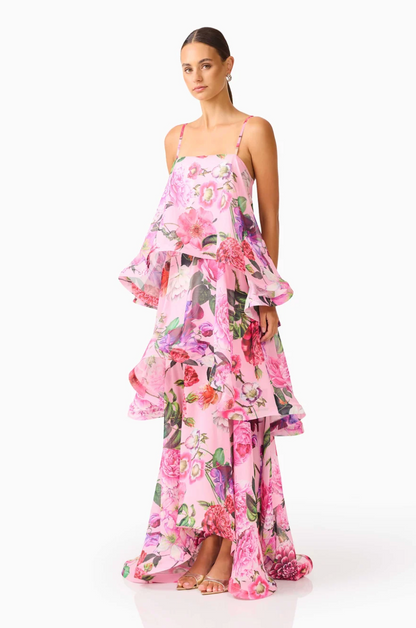 Elliatt Armani Tiered Maxi Dress in Pink Floral