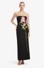 Leo Lin Rayna Embroidered Maxi Dress In Snapdragon Print in Ebony