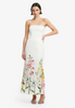 Leo Lin Rayna Embroidered Maxi Dress In Snapdragon Print in Snow