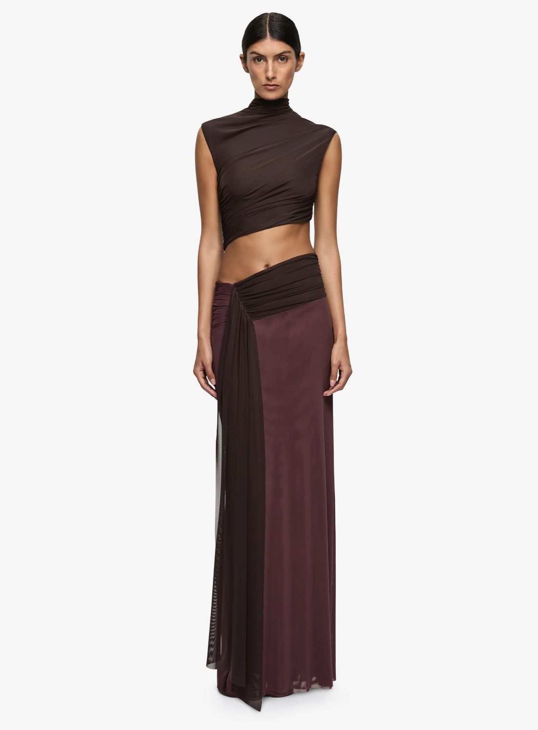 Bec + Bridge Conni Maxi Dress in Dark Chocolate/Aubergine