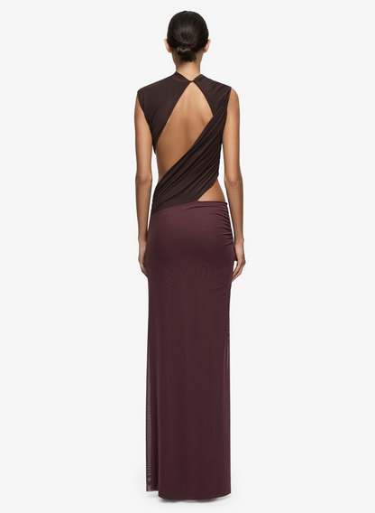 Bec + Bridge Conni Maxi Dress in Dark Chocolate/Aubergine