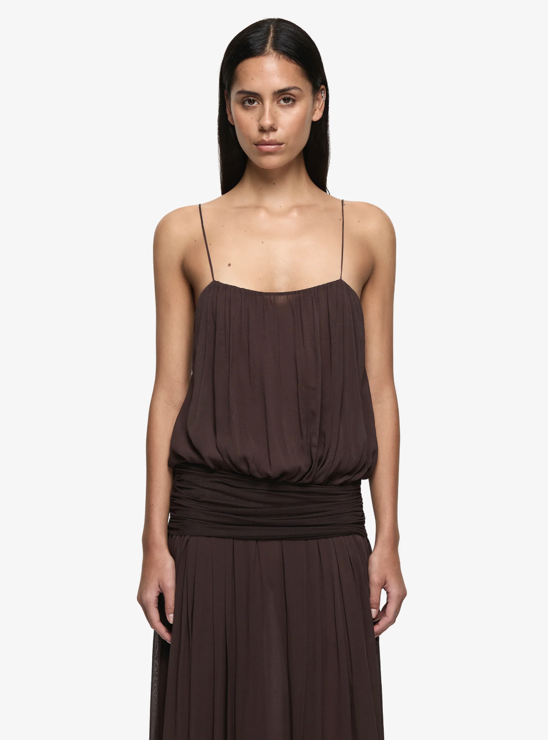 Bec + Bridge Camille Blouson Dress in Dark Chocolate