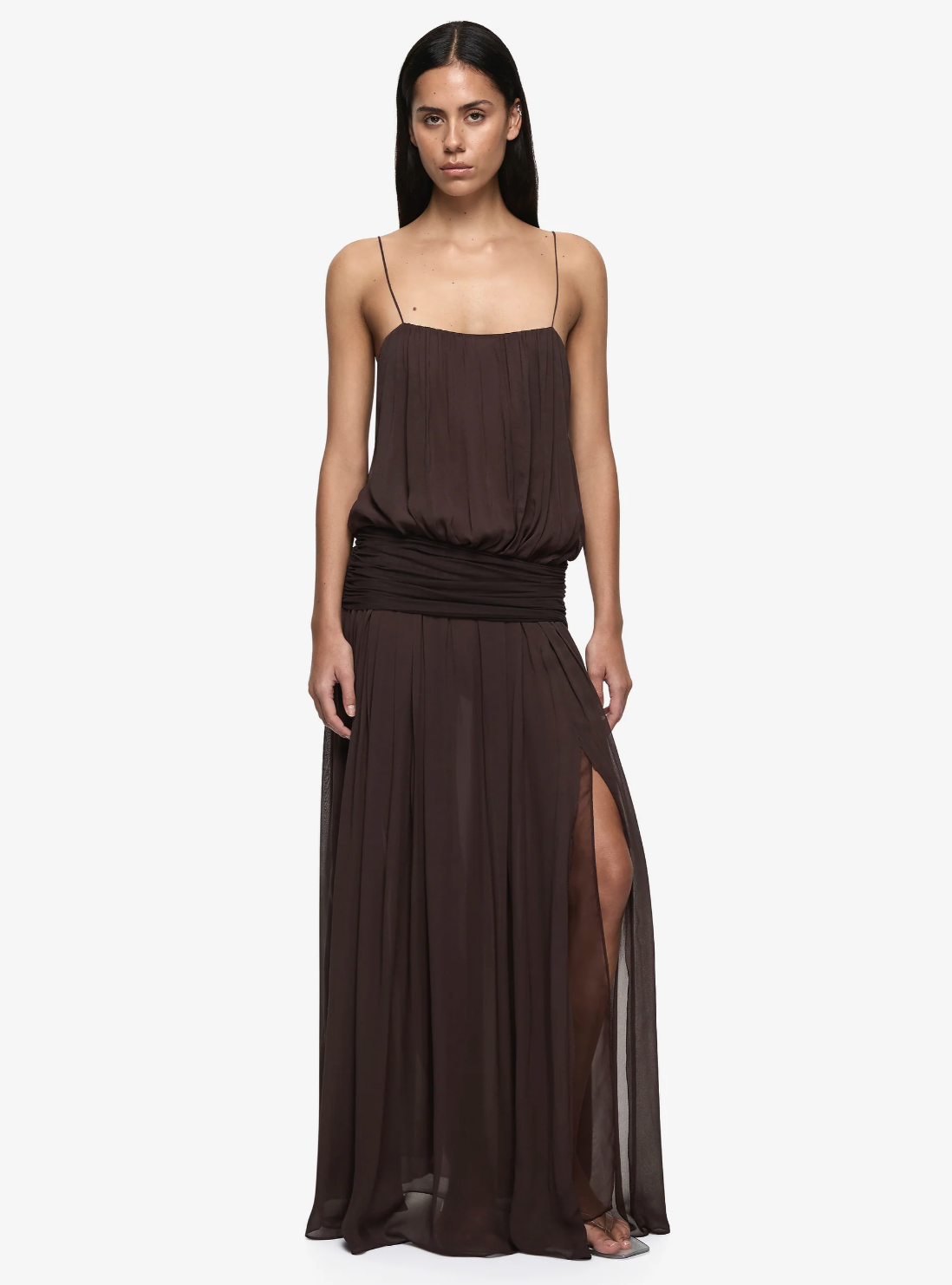 Bec + Bridge Camille Blouson Dress in Dark Chocolate
